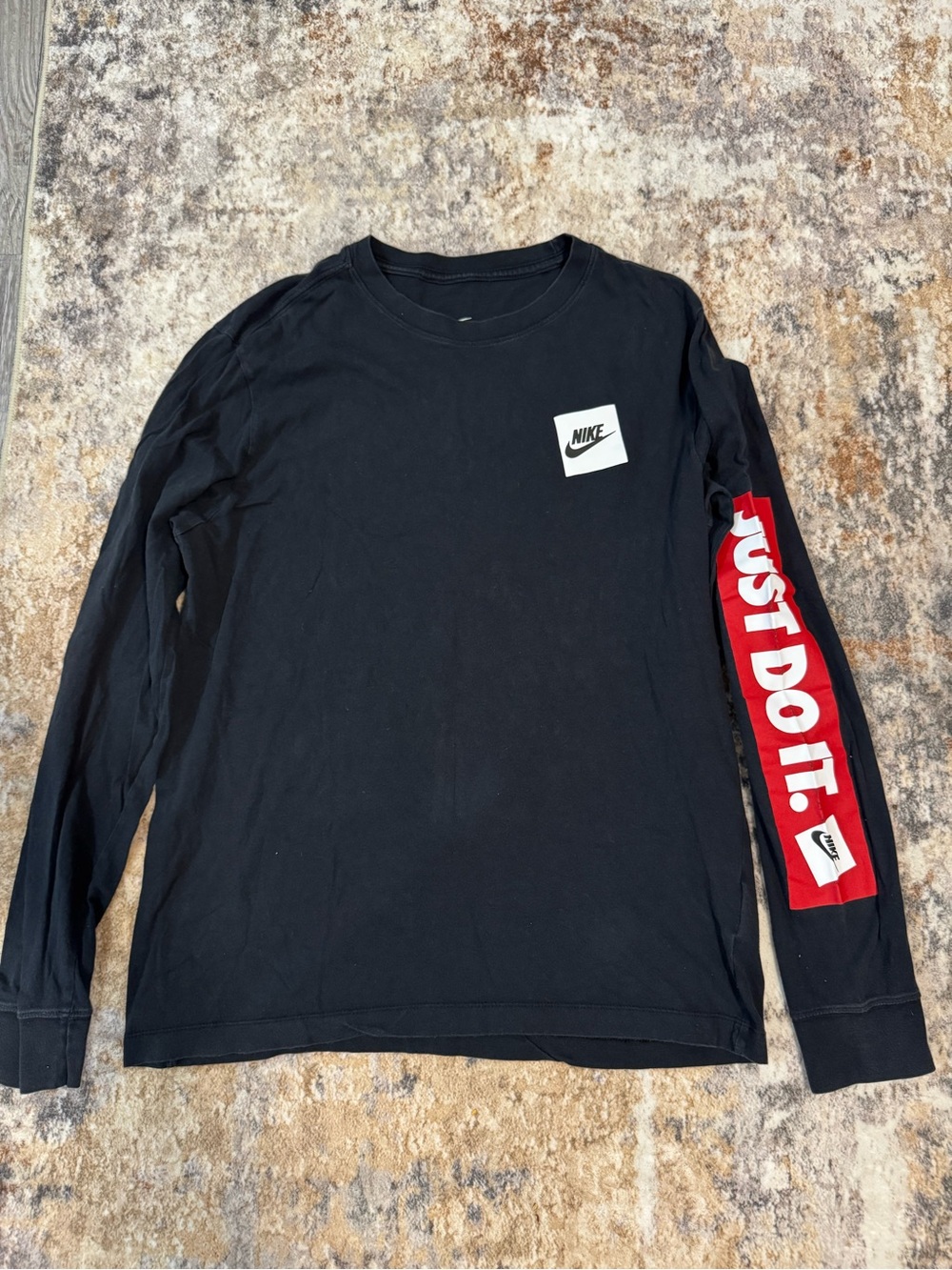 Nike Black Tee with White Logo Print